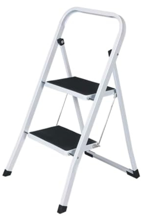 Scaletto Salvaspazio Scala Pieghevole Con Gradini Antiscivolo Sgabello In Acciaio Portata Max kg.150 Ingombro da Chiuso cm.5