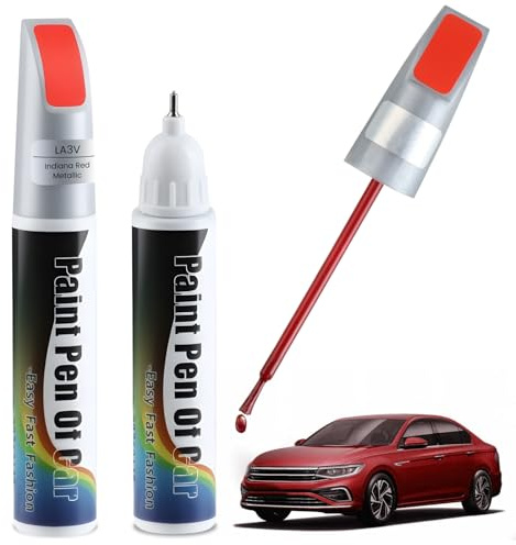Penriter 2 Piezas LA3V Rojo Indio Reparador Arañazos Coche para VW/Volkswagen, 2 In 1 Bolígrafo de Reparación Arañazos Coche, Quita Arañazos Coche, Reparar Arañazos y Astillas