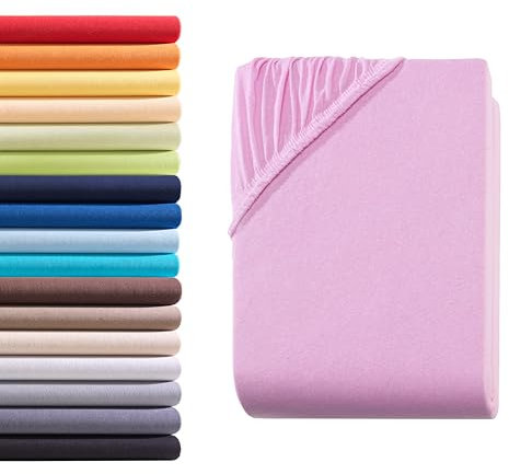 Hometex Premium Textiles Spannbettlaken Spannbetttuch Doppelpack 90-100 x 200 cm, Bettlaken Jersey aus 100% Baumwolle, Matratzen bis 23-25 cm, Oeko-TEX Made IN Green, Rosa