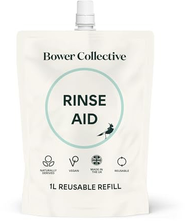Bower Collective Rinse Aid Refill | Natural Dishwasher Cleaner Liquid | Concentrated Detergent Dishwashing Rinse Aid | Fragrance Free, 2 Litre (2 * 1L)