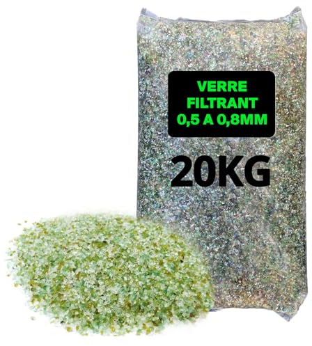 SABLO GRANULATS Verre filtrant 100% pour Piscine - de à 0,4 à 1mm - 20kg
