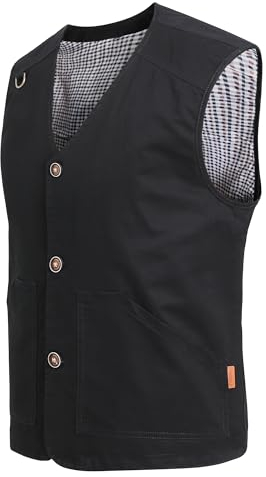 MeiLayM Herren Outdoor Weste Anglerweste Atmungsaktiv Multifunktionsweste Leicht Fotografie Weste Camping Wandern Weste Freizeit Ärmellos Jacke Vintage-Westen Schwarz,XXL