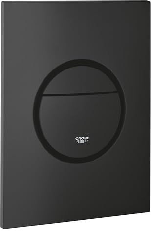 GROHE Nova Cosmopolitan S Flush Plate for Concealed Cisterns (Dual Flush or Start-and-Stop Actuation for Pneumatic Drop Valve AV1, Water Saving, Vertical Fit), Size 130x172mm, Phantom Black, 37601KF0