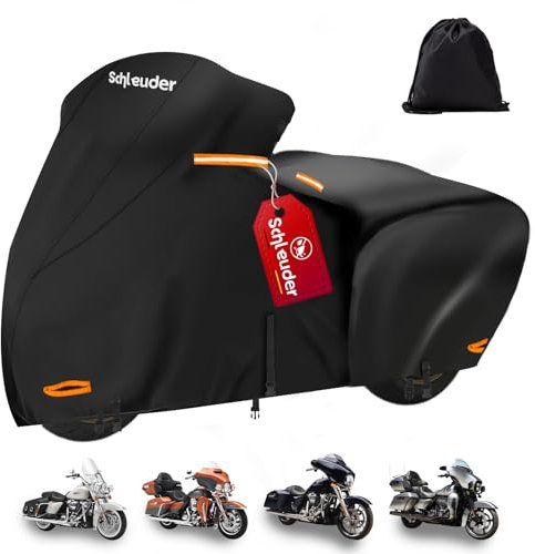 Bache Moto Adaptée à pour Harley Moto Adaptée à pour Harley Toutes Saisons avec Sangles Coupe-Vent et Bandes Réfléchissantes,Bache Adaptée à pour Harley Modèles Touring,274x111x142CM