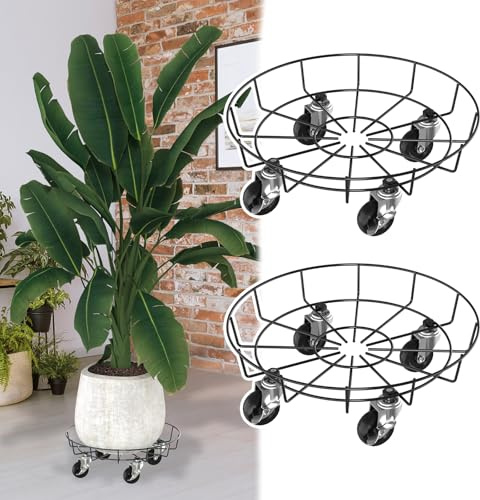 NAIZY 2 Sottovasi per Piante con Ruote, Rotondo φ33 cm, Quadrato, Sottovaso per Fiori con 4 Ruote, Capacità di Carico 160 KG, per Interno/Esterno (Tipo C)