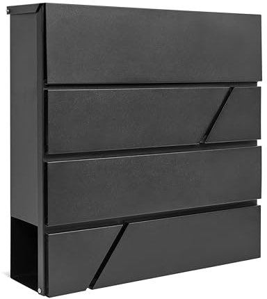 Assorted Collections Buzón de Pared con Soporte para periódicos, buzón de Correo con Cerradura y 2 Llaves, diseño Moderno, fácil de Instalar 37x10.5x37 cm (Negra)
