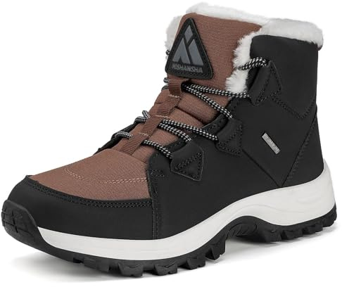 Mishansha Mujer Botas de Nieve Al Aire Libre Senderismo Trekking Zapatos Invierno Forro Piel Sneakers Calientes Botines Marrón Gr.38