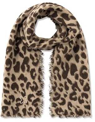 CODELLO Schal aus Woll-Kaschmir-Mischung mit Leo-Print Farbe beige