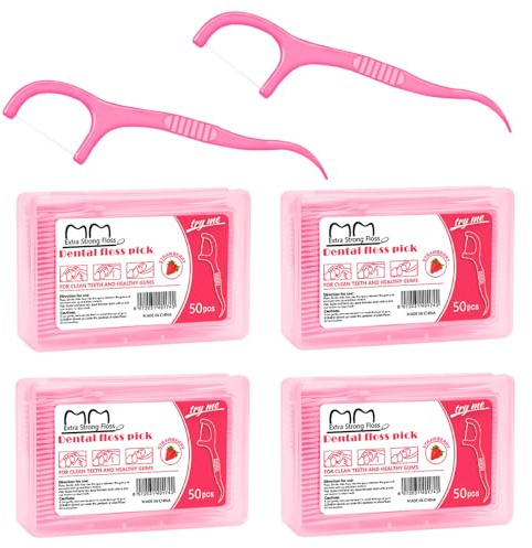 200 pezzi filo interdentale usa e getta filo interdentale per la pulizia dei denti, per la rimozione di tartari, placca e pulitore dentale, 50 x 4