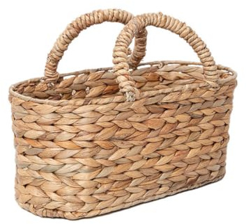 Cesta de pared tejida para colgar, cesta de pared colgante de jacinto de agua, maceta de pared de ratán hecha a mano para flores de jardín