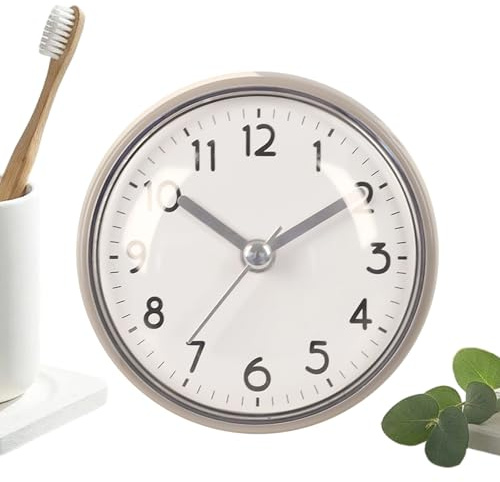 Opdestn Reloj de Baño Impermeable | A Prueba De Agua con Alarma Moderna A Pilas,Reloj Pequeño de Baño para Pared con Tamaño 7.5 cm - para Casa Oficina Dormitorio Sala Cocina Espejo Y Ducha
