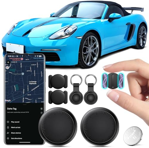 GPS Tracker per Auto, 2PCS Localizzatore Bluetooth Compatibile per Android senza ABO, Copertura Globale In Tempo Reale Tracciare Magnetico GPS, Air Tracker Android Nascosto per Auto e Moto (Nero)