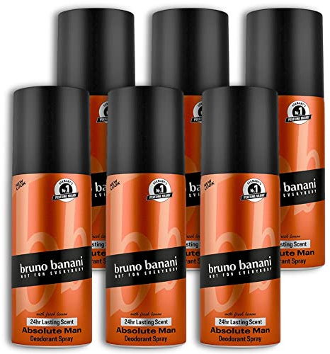 6x Bruno Banani Absolute Man Deodorant Spray maskuliner Duft for men 150ml für Ihn