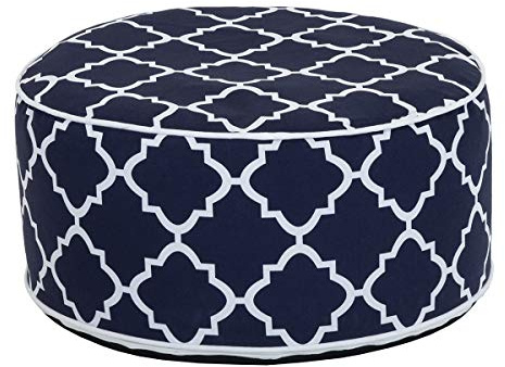 CHARLES BENTLEY Pouf Gonflable Motif Bleu Marine et Blanc, imperméable, pour Jardin ou intérieur, Confort et Style, diamètre 53cm, Hauteur 23cm