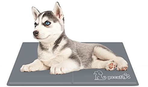 Pecute Tappetino refrigerante per Cani Gatti 40x50cm, Resistente Tappetino per Animali Domestici, in Gel atossico Auto-raffreddante, Ideale per Cani e Gatti nella Calda Estate,S,Grigio
