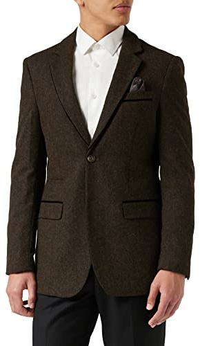 XPOSED of London DANE - Mens Tweed Blazer Jacket 1920s Retro Vintage Styled Smart Tailored Fit in Brown, Green and Blue