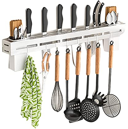 Portacoltelli, Portautensili da Cucina Multifunzione da Parete in Acciaio Inossidabile da 40 Cm, Portautensili Spazzolato per la Casa