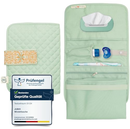 Jubi® Sac à langer avec matelas à langer portable – Grande capacité, compact, idéal pour les sorties avec bébé (menthe matelassée)