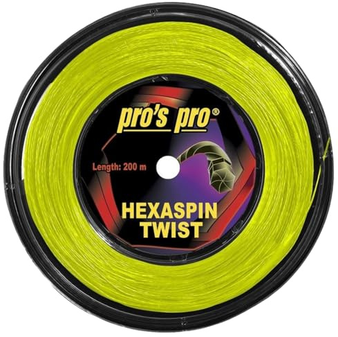 Generisch Hexaspin Twist Corde de tennis avec bobine de 200 m Vert citron 1,25 mm