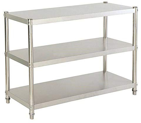 XUEMANSHOP Table de cuisine en acier inoxydable, 80 x 80 x 40 cm, 3 étagères, de travail, cuisine, charge 50 kg, stable, pour garde-manger, gastronomie, grandes cuisines