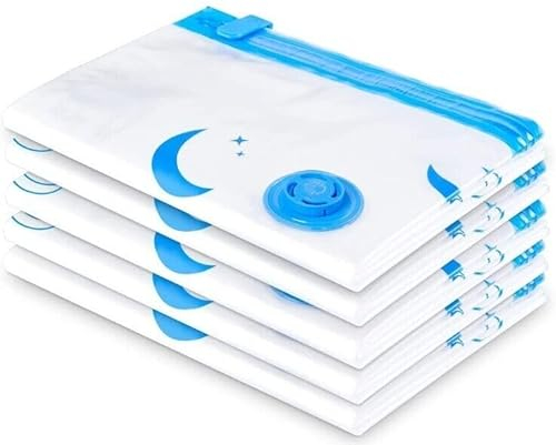 Pack of 4 Vacuum Bag Set Jumbo Size 70x100cm Reusable Vacuum Compression Storage Bags Double Zip Seal Valve Space Saver Vacuum Storage Bags for Clothes Duvets Bedding Pillows Blankets