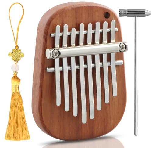 Tragbare Kalimba, 8 Tasten Kalimba Instrument, Mini Kalimba Daumen Klavier, Finger Percussion Kalimba, Finger Piano Marimbaphon, Mini-Daumenklavier aus Massivholz für Kinder Erwachsene Musikliebhaber