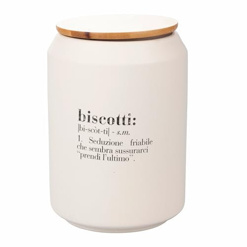 Villa d'Este Home Tivoli Biscottiera 1,7 l in ceramica, coperchio in bambù, Victionary