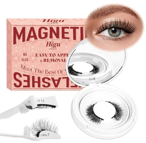 Higu clace Magnetische-Wimpern,Magnet Wimpern Ohne Eyeliner,Magnetische Wimpern mit Applikator,Wimpern Magnetisch Natürlicher Look,Kein Kleber erforderlich Wimpern Magnetic(KIT-A)