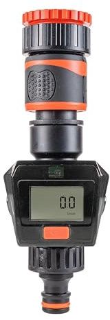 B2C Water Flow Meter Garden Watering Measure Tap Connector Quick Connect 3/4 Orange Digital Display Accurate Usage Reader