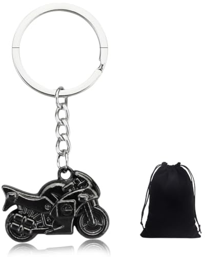 1 llavero de moto, llavero negro de moto para hombre y mujer, regalo de cumpleaños (con bolsa).