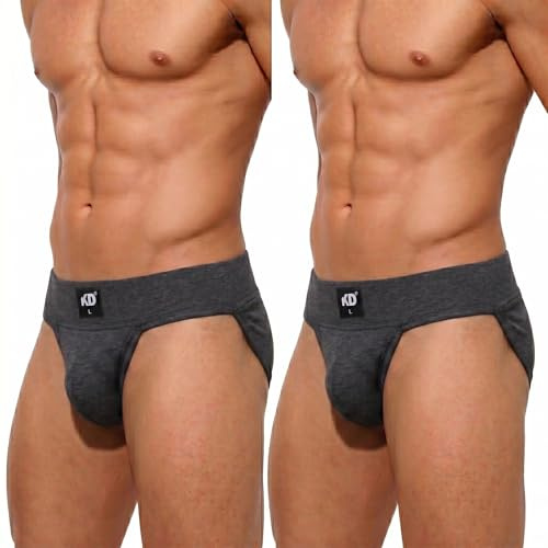 KD Willmax KNK Sostegno palestra da uomo con copertura posteriore | 100% cotone biologico sospensorio con tasca coppa | Sports Fit, Nero - Confezione da 2, L