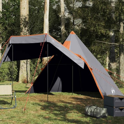 LoogCape Tipi Tente de camping pour personnes grise imperméable 185T polyester revêtement PU x x x x avec sac de transport Protection contre le vent et la pluie pour l'extérieur Trekking