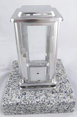 Lámpara de sepulcro Designgrab Royal, de acero inoxidable, con base de granito de Silesia, Tarn, Striegau, Dornberg, de Clair Du Tarn, lámpara de decorativa para tumba, luz de cementerio