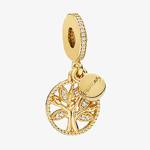 PANDOCCI 2018 gult guld familjearv dinglande pärla 925 silver gör-det-själv passar för original Pandora-armband berlock modesmycken