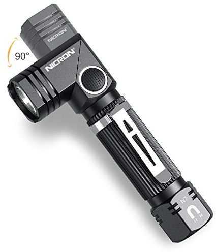 NICRON Flashlight, N7 600 Lumens Tactical Flashlight, 90 Degree Ip65 Waterproof Led Mini Flashlight 4 Modes- Best High Lumens are for Camping, Outdoor, Hiking （Not Including Batteries） Gift