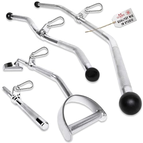 C.P.Sports Bizeps-Trizeps-Stange | Verschiedene Griffvariationen | Vollstahl Chrom – Studioqualität | Latziehen, Curls, Krafttraining, Fitness, Gym (45 cm - Bizeps-Trizeps-Stange)