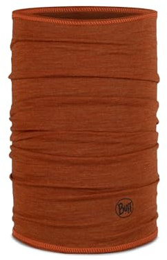 Buff Lightweight Merino Wool Neck Gaiter, 100% Ethically Sourced Wool, Versatile, Temperature Regulating Face Mask, Solid Cinnamon, Adult Size
