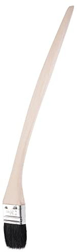 sourcing map Doblado Radiador Pintar Pincel 17 Largo 2 Ancho Cerda con Largo Madera Mango para Pared Tratamiento Negro