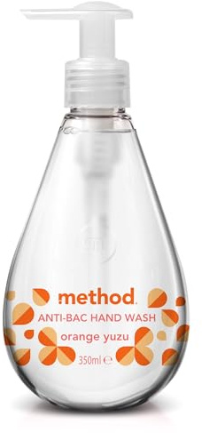Method Antibacterial Hand Wash, Hand Soap, Gentle Hand Cleansing, Fresh Orange Yuzu Scent, Pack of 1, 1 x 350 ml