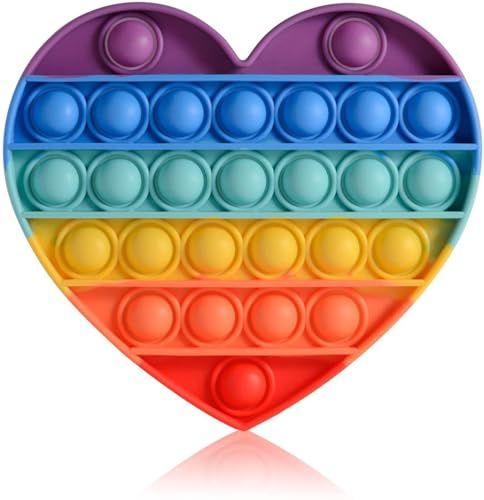 Ranzah Pop Fidget Toy Heart Push Pop Bubble Sensory Toy For Kids And Adults Travel Poppet Toy Squishy Toy For Gifts & Parties ADHD Stress & Anxiety Relief Toy Squeeze Toddler Toy (Heart)
