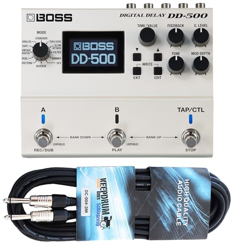 Boss Effektgerät DD-500 Digital Delay Pedal + keepdrum Gitarrenkabel