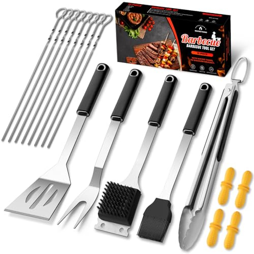 BBQ Accessories Grill Tools Set,Stainless Steel Barbecue Grill Accessories for Outdoor Grill,Professional Barbecue Utensils Grilling Accessories for Camping/Backyard,Grilling Gifts for Men/Women