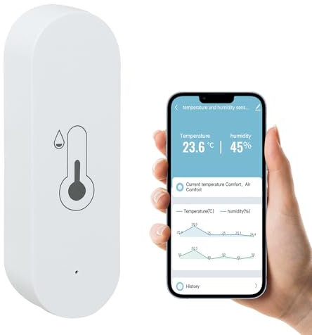 WiFi Thermometre Hygrometre Interieur Thermomètre Hygromètre WiFi Intelligent Thermomètre Intérieur Bluetooth Application de Capteur à Distance pour Cozylife Serre à Vin, Cave À Vin,Sous-sol