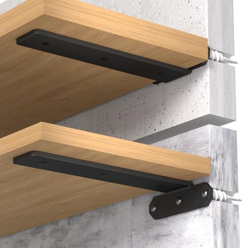 TESSTINA Soportes Flotantes para Estanterías, Escuadras en L Metálicas Resistentes, Soportes de Pared con Capacidad 80 KG Soportes Flotante para Cocina, Salón y Garaje