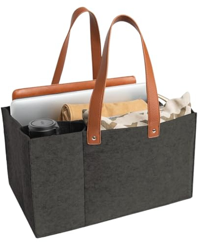 Licsaliwe Sac fourre-tout en feutre avec compartiments porte-documents sac de travail avec poignées design ouvert de rangement en feutre pour voiture bureau portable pour enseignant