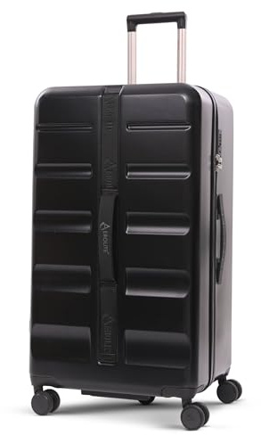 Aerolite Large 101L ABS Hard Shell Check in Checked Hold Travel Spinner Luggage Suitcase Trunk with 4 + 1 Wheels and TSA Approved Lock (Black)