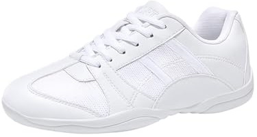 Vita Cheerleading-skor: Flickor skolteam sport cheerskor - kvinnors moderna danssneakers - yoga gymnastik tränare, Vitt, 34 EU