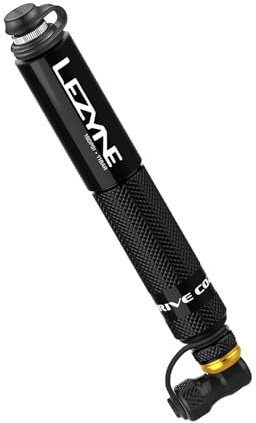LEZYNE Pocket Drive CO2 Bike Hand Pump with CO2 Chuck - Presta & Schrader Compatible ABS Flex Hose, High-Pressure 160 PSI/11 Bar Aluminum Tire Inflator, Includes Bicycle Frame Mount, 16g Cartridge