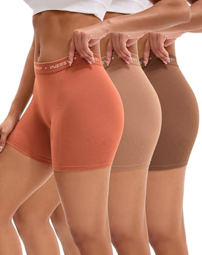 INNERSY Boxer Femme Coton Stretch Shorty Sport avec Entrejambe Lot de 3 | Sous-vêtements Légers, Culottes Extensible, Shorty Polyamide Elasthane, Entrejambe 100% Coton, Séchage Rapide, Sans Étiquette