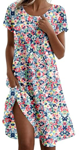 Vestiti Estivi Donna Vestito Estivo Donna Abito Prendisole in Lino Abiti Eleganti da Casa Cotone Caftano Elegante Curvy Lungo Lunga Freschi Corti Corto XL Midi Comodi Mare Leggero Abitino Lunghi